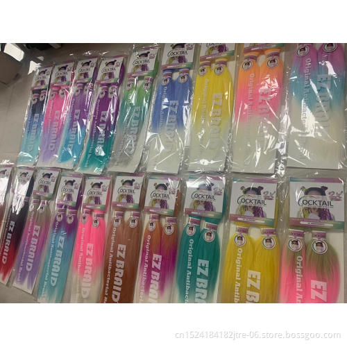over 100 colors braiding hair extensions double in pack, 2 in one ez pre stretched braiding hair 2x for braids